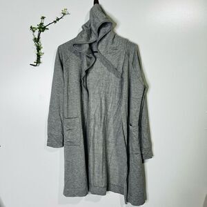 Go Couture Knit Hooded Duster Gray NWOT!